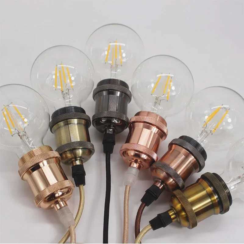 E27 suspension wire lamp holder set Vintage copper metal lamp holder electroplated aluminum shell lamp holder H260310