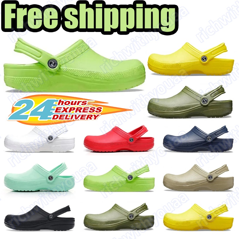 Free shipping clogs kids sandals Men classic Black white orange purple grey army green for women men slipper Sandal Shoes summer Bathroom Beach sandals