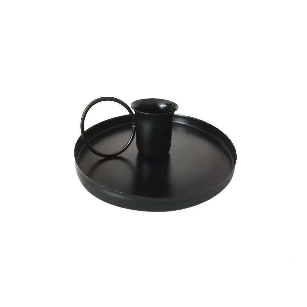 Vintage Candle Holder Portable with Handle Round Lightweight Metal Desktop Candlestick Adornment H260310