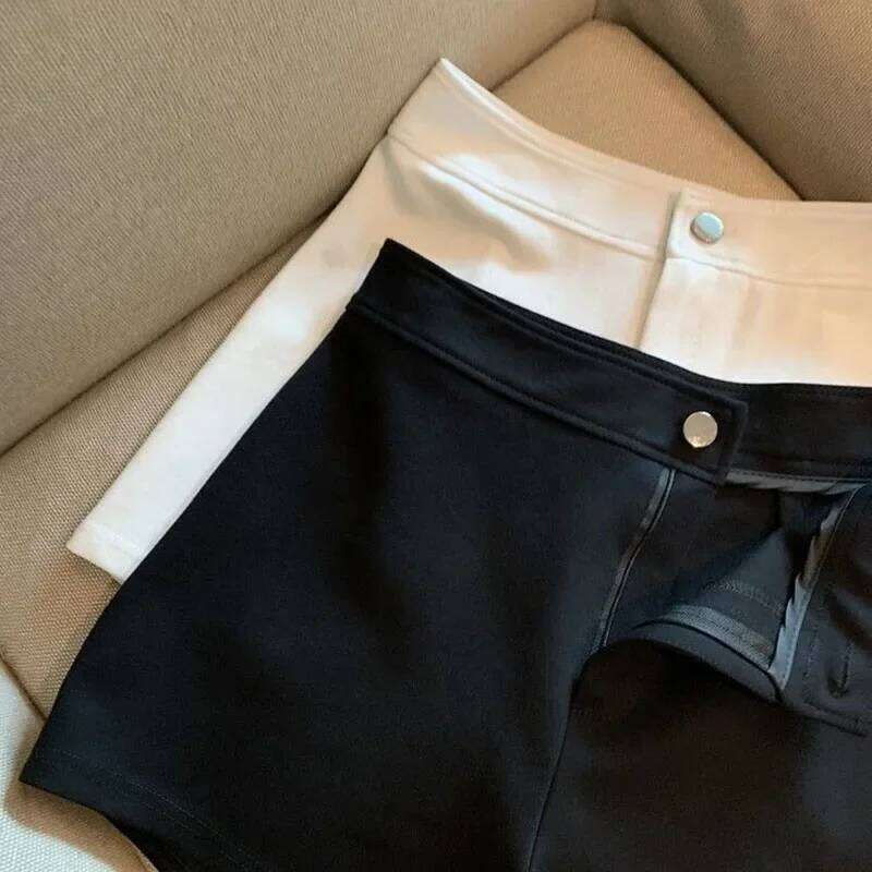 High-Waisted Slimming Women 2025 Spring Summer Korean Style Tight Elastic Black White Shorts Casual Street Short Pants T260310