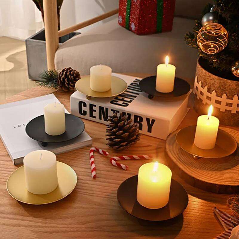 1/2pc Iron Candle Holder Vintage Pillar Metal Plate Candlestick Stand For Wedding Party Festival Romantic Tabletop Decor Gifts H260310