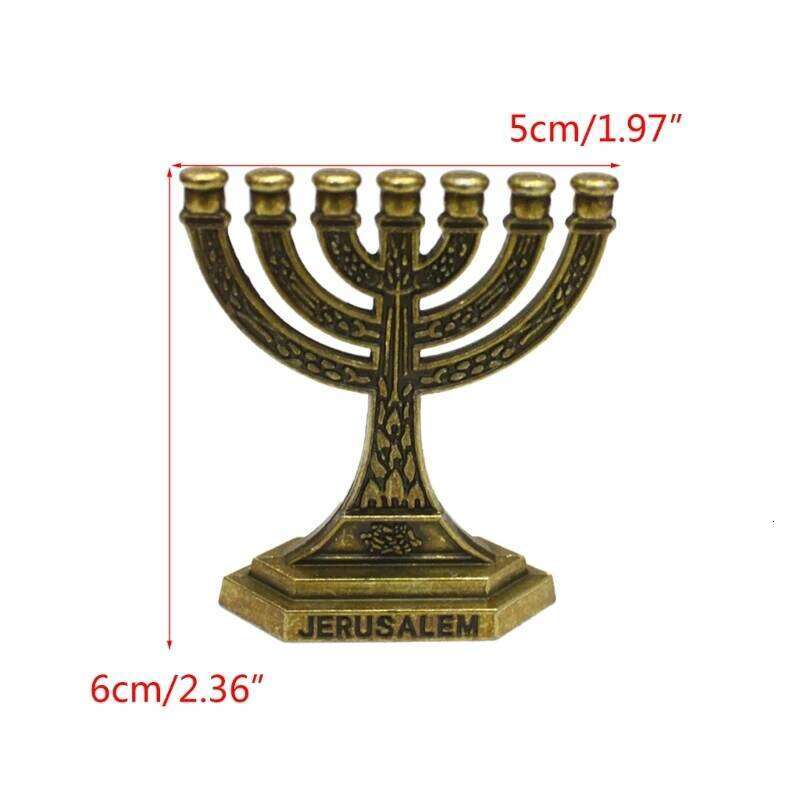 12 Tribes of Israel Menorah Jewish 7 Branch Holder Jerusalem Temple Candlestick Religious Candelabra for Church 87HA H260310