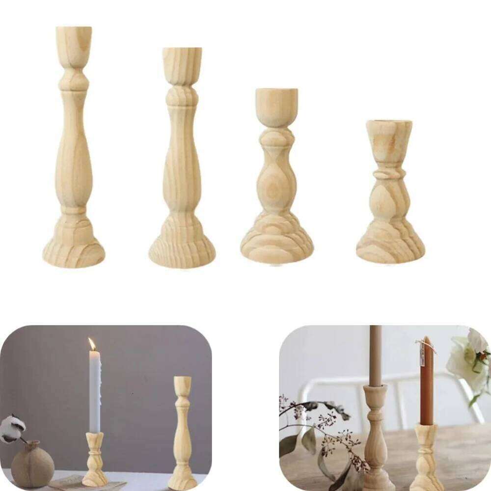 Wooden Candle Holder For Wedding Decorations Retro Wood Classic Candlestick andle Stand Party Living Room Home Decoration H260310