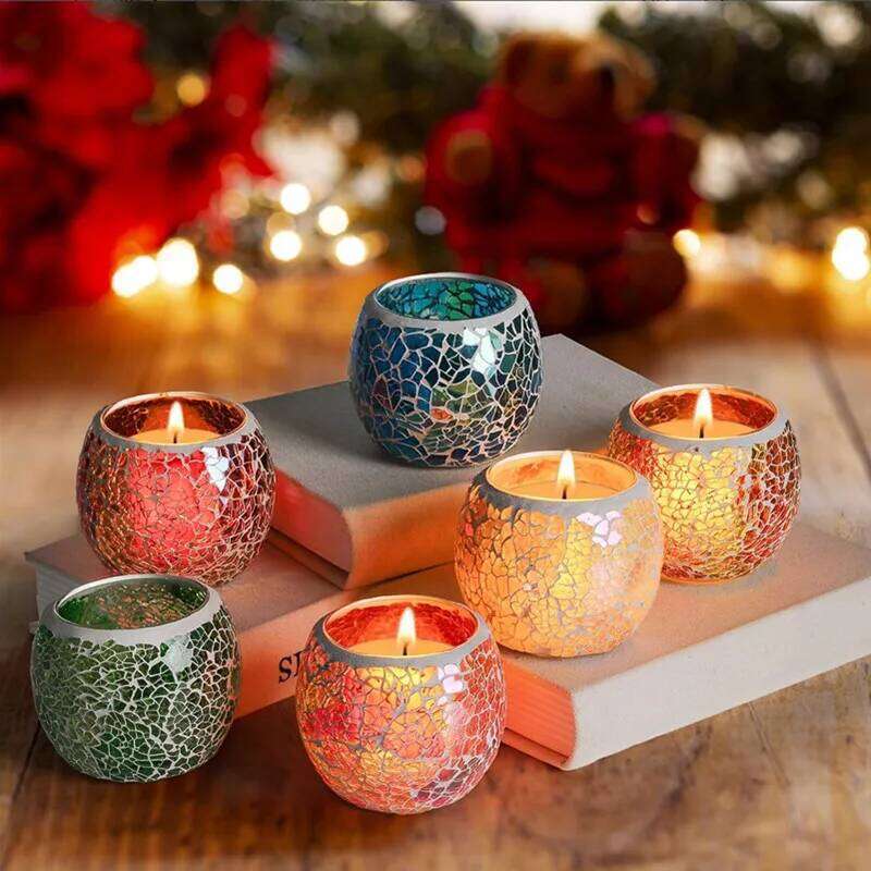 Mosaic Glass Tea Light Candle Holder,Handmade Romantic for Aromatherapy,Party Dcor,Used as Vase,Pen Holder,Potted Plants Bowl H260310