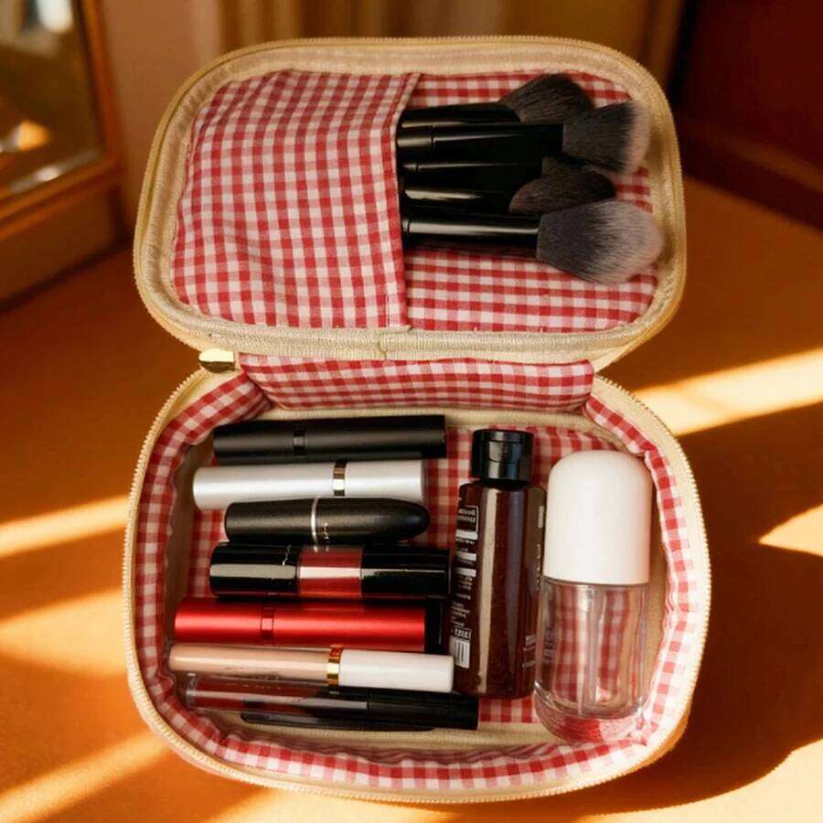 Strawberry Plush Embroidery Storage Makeup Female Multi-functional High Appearance Value Bag XJ260310