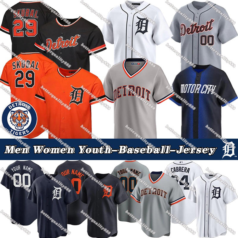 #29 Tarik Skubal Jersey #35 Justin Verlander Tigers Jerseys Javier Baez Spencer Torkelson Kenta Maeda Jackson Jobe Justyn-Henry Malloy Custom City Baseball Jerseys