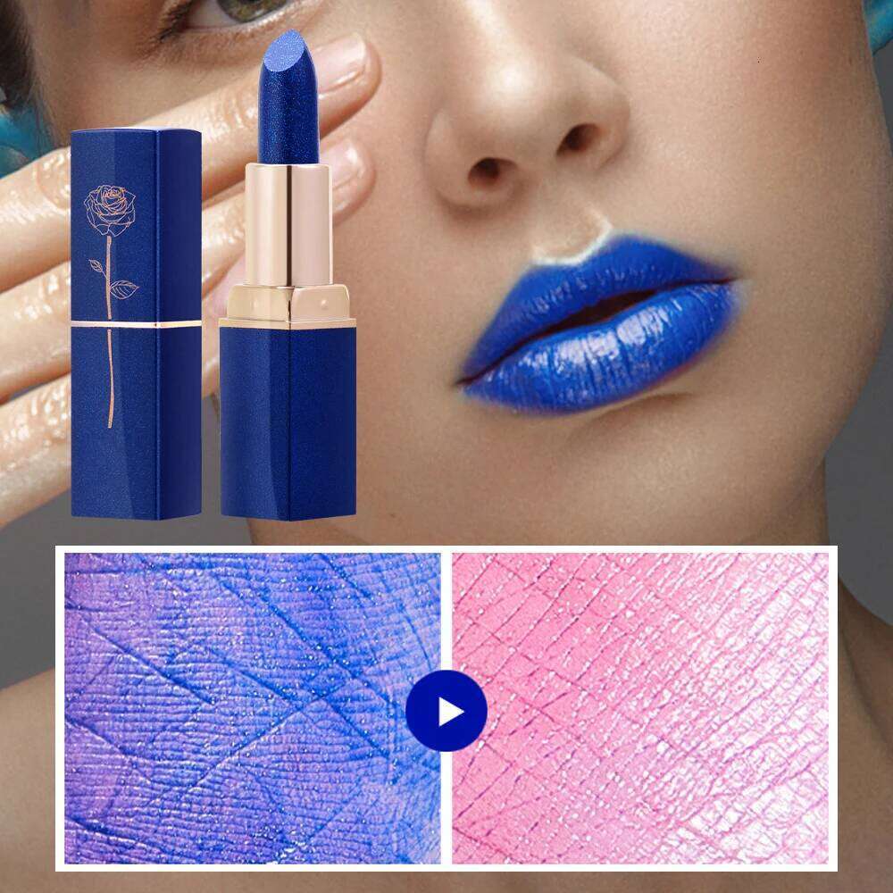 1PCS Waterproof Blue Rose Temperature Color Changing Moisturizing Balm Female Makeup Sexy Lip Gloss Shiny Lipstick Z260310