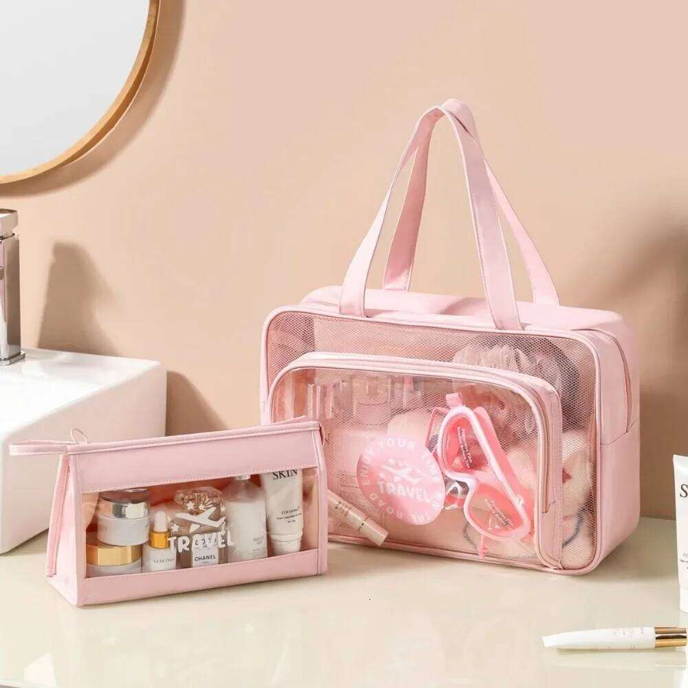 Beach Bag Portable Transparent Clothes Makeup Pouch Shopping Handbag Large Picnic Basket Organizer Travel Essentials XJ260310