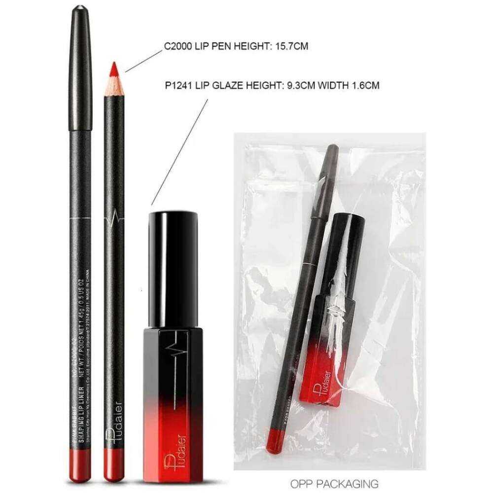 2 in 1/Set Hot Matte Velvet Gloss Lip Liner Pencil Makeup Waterproof Lasting Contour Liquid Lipstick Lipliner Kit Cosmetic Z260310