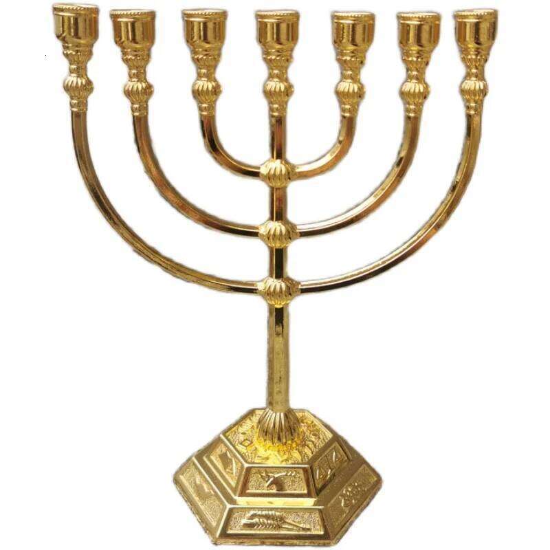 Church Taper Golden Lampstand Jewish Temple Lamp Home Decoration Metal Judaism Candlestick Holders Candle Holder H260310