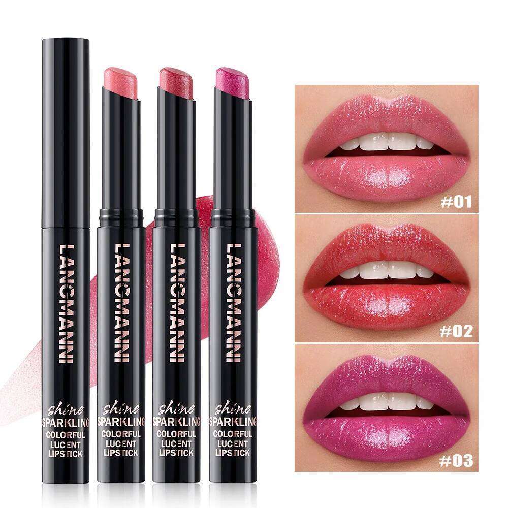 LANGMANNI 10 colors pearlescent swivel slant mouth design single pack lipstick lasting color lip gloss Z260310