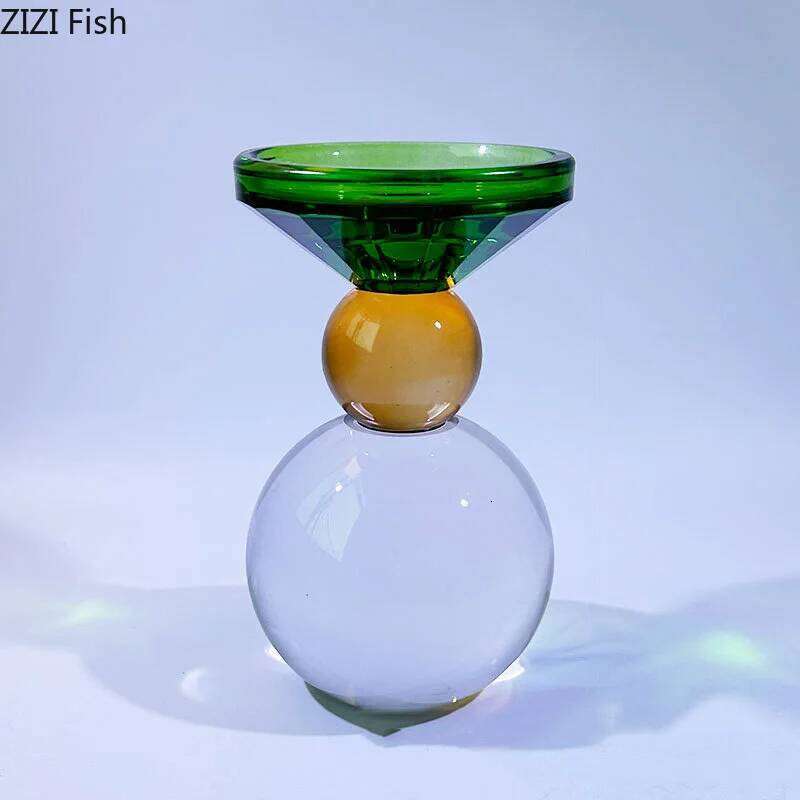Colorful Crystal Holders Desk Decoration Romantic Candlestick Wax Melt Burner Transparent Candle Stand Modern Home Decor H260310