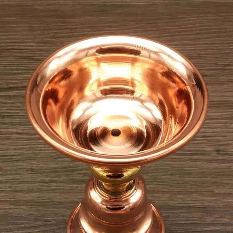 Red Brass Tibetan Candlestick Religion Handcrafted Polishing Altars Candle Floating Light Lamp Buddhist Tribute Table Decoration H260310