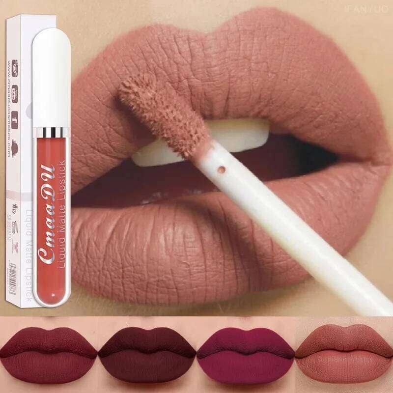 18 Colors Matte Lipstick Waterproof Long Lasting Velvet Texture High Saturation Lip Gloss Easy Color Non-stick Cup Lips Makeup Z260310