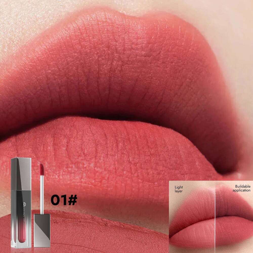 YOUNG VISION Matte Velvet Waterproof Nude Mud-like Texture Finish Latte Coffee Brown Lip Gloss Cosmetics Z260310