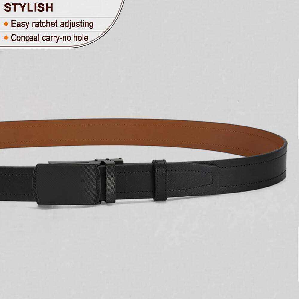 CHAOREN Men's Casual PU Leather Ratchet Belt with Black Metal Buckle, Daily Outfit Strap, Model H260310 - view 6