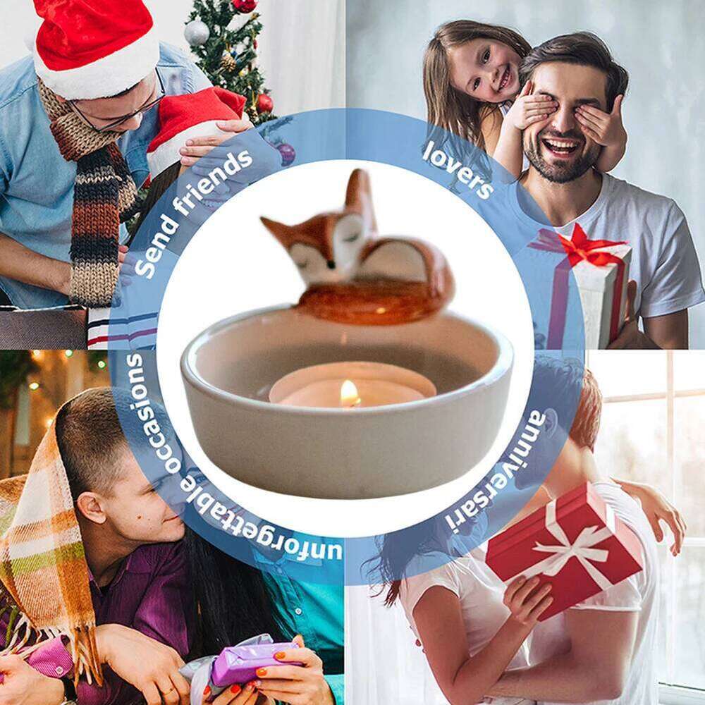 Cat/Dog/Rabbit/Fox Candle Warming Paws Aromatherapy Cartoon Candlestick Lamp Holder for Animal Lovers H260310