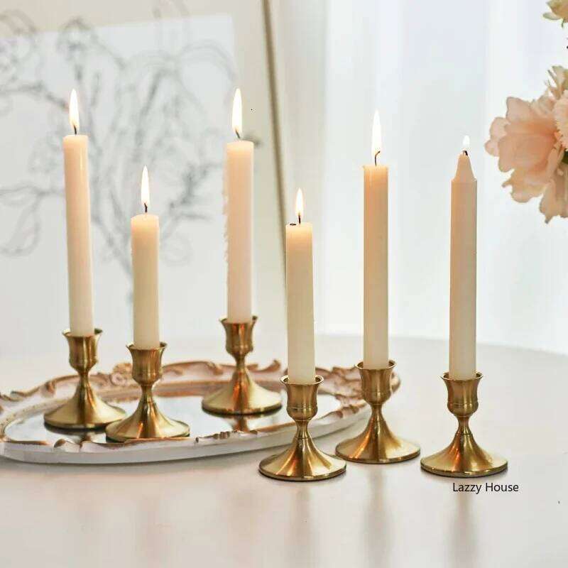 6pc Gold Candle Holder Set Candlestick Holders Vintage Decorations Room Table Decoration and Accessories Home Decor H260310