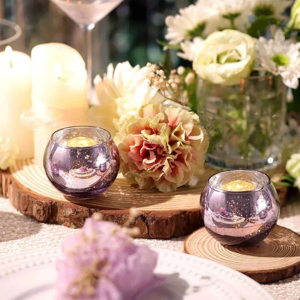6/12 Pcs Assorted Votive Holders Mercury Tealight Candle Holder Glass Wedding Table Decorations for Home Birthday Party H260310