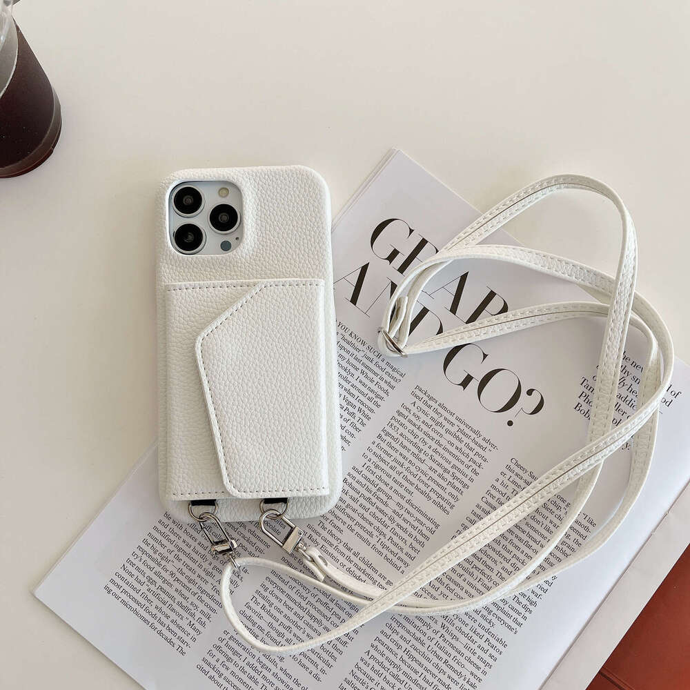 luxury card holder lanyard compatible with cases for iPhone 16 Pro Max and Apple 15, leather makeup mirror phone case
