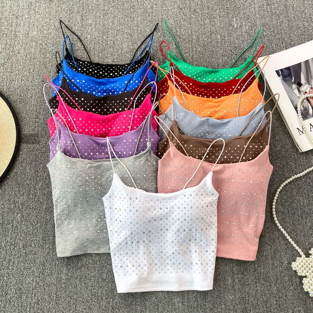 Rhine stone decorative vest with chest cushion, beautiful back, women's coat, pure desire, backless, slim fit, short bottom layer