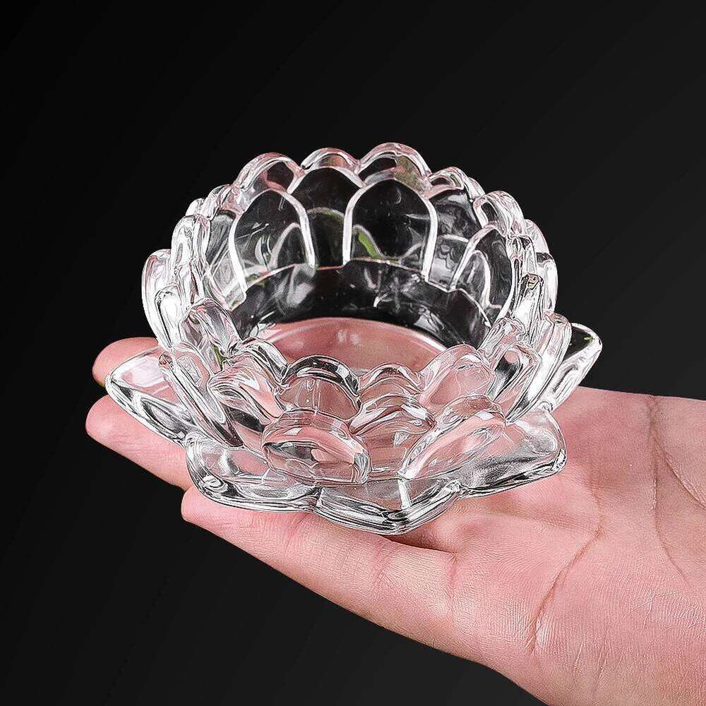 3D Crystal Lotus Tealight Candle Holder Glass Candlestick Votive Table Wedding Centerpieces Yoga Meditation Home Decor Ashtray H260310