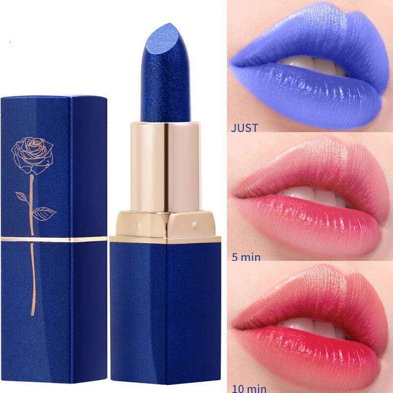 1PCS Waterproof Blue Rose Temperature Color Changing Moisturizing Balm Female Makeup Sexy Lip Gloss Shiny Lipstick Z260310