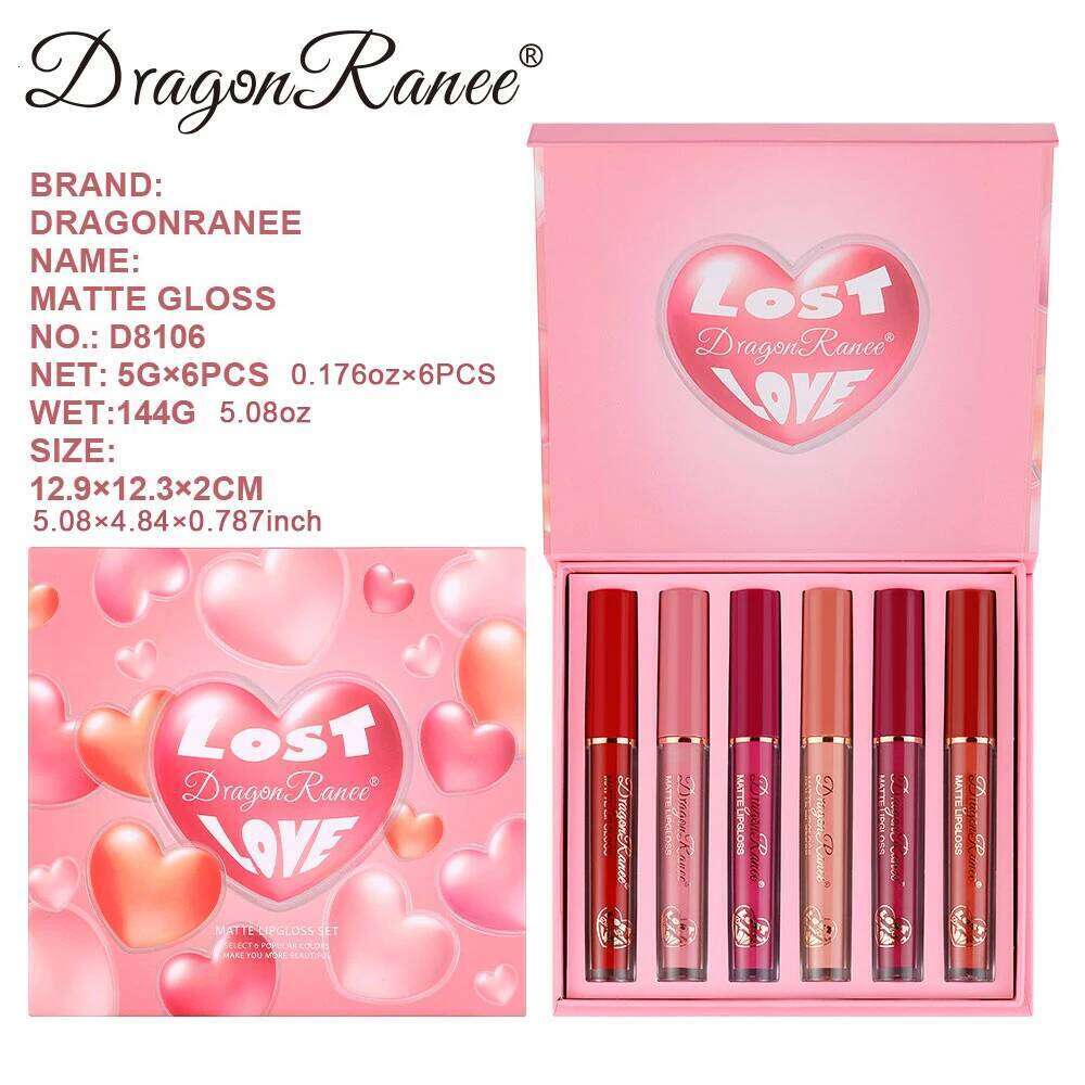 Six-Piece Set, Matte Finish, Delicate Easy to Apply, Non-Stick, Waterproof Sweat-Proof, Versatile for Daily Use, Lip Gloss and Lipstick Set Z260310