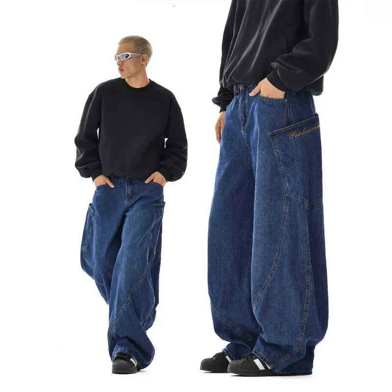 Men's Jeans Y2K Baggy Unisex Trendy Casual Wide-Leg Denim Pants High Street Quality American Style Streetwear Oversize Trousers Men's Clothi
