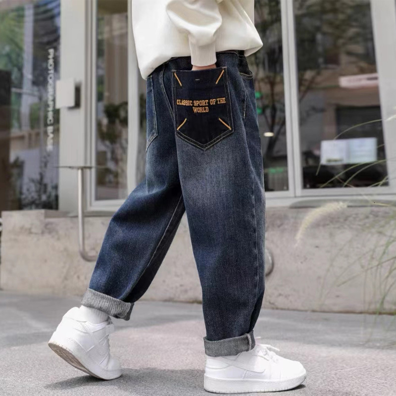 Childrens clothing boys pants spring and autumn style loose long pants for older children stylish casual pants for older boys junior high school boys jeans 230320