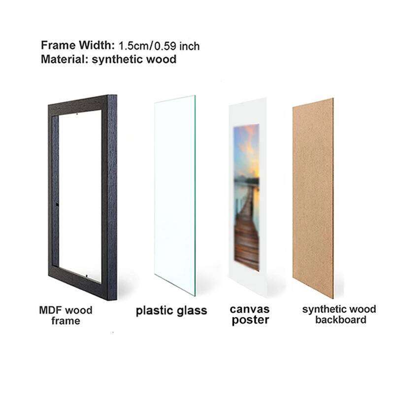 14pcs 4x6 Inch Picture Frames, Wooden Photo Frames without Mat ,Tabletop or Wall Display for Prints, Paintings, Poster H260310 - view 6