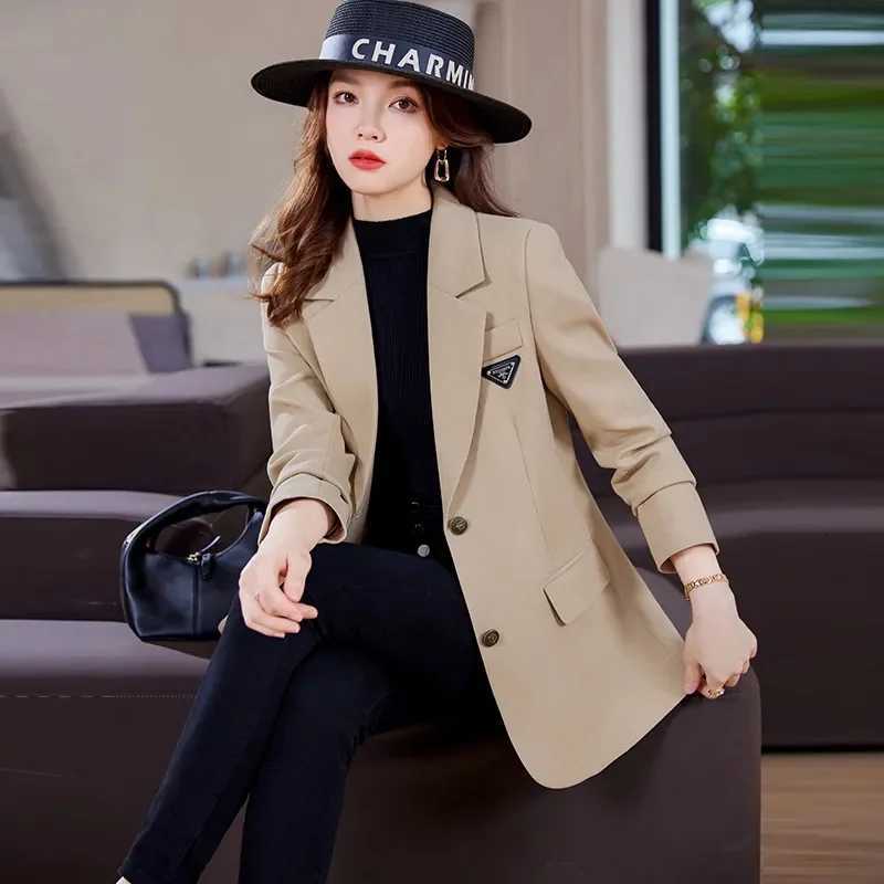 Blazer Jacket Female Spring Autumn 2025 New Casual Fashion Suit Coat Womens Textured Senior Overwear Popular This Year OutcoatT260310