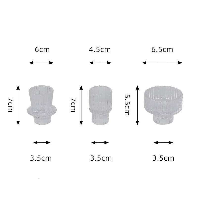 3PCS set Glass Candlestick,Stick candle Holder,Transparent Pink Green Amber color,Wedding romantic table Candle stand,Home Decor H260310