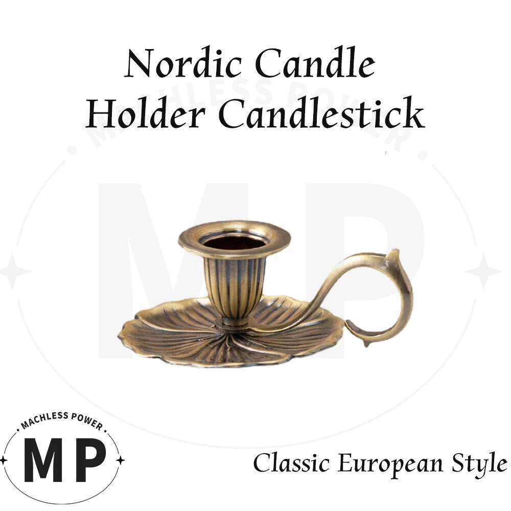 Nordic Candle Holder European Style Antique Candlestick Vintage Hand Held Candelabrum Zinc Alloy Retro Pricket H260310