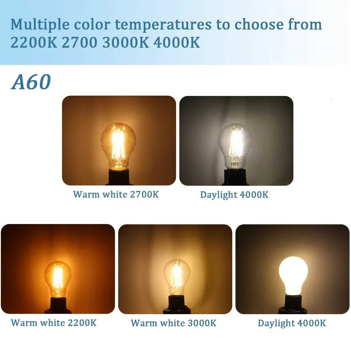 4pcs Edison Filament Bulb E27 B22 E14 Retro Led Light C35 A60 ST64 AC220-240V Vintage Warm Glass Lamp Lighting Indoor Living H260310