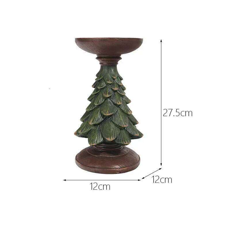 Christmas Tree Ornaments Ins European Style Home Living Room Desktop Decoration Crafts Wooden Candle Holder H260310