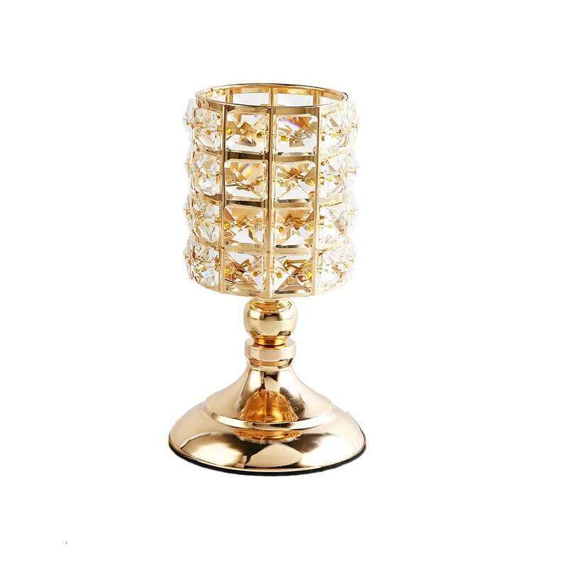 Modern Crystal Candle Holder Storage Ornament Crafts Candlestick Living Room Desktop Simple Candelabra Decorations H260310