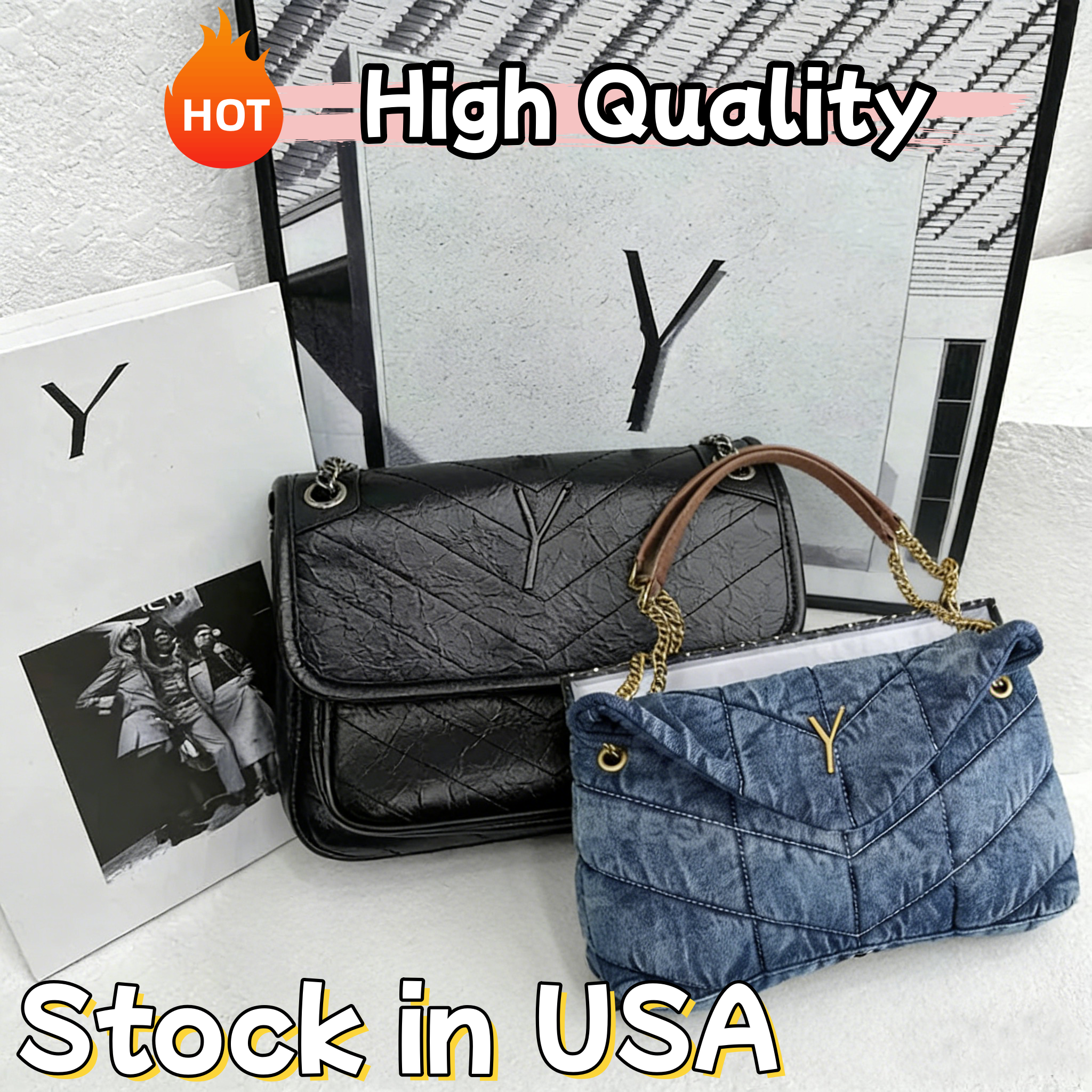 designer bag luxury bag shoulder bag bags designer women crossbody bag purse yslcross body designer bag women Luxury handbag Chain cross body bag Letter Flip Bag 02