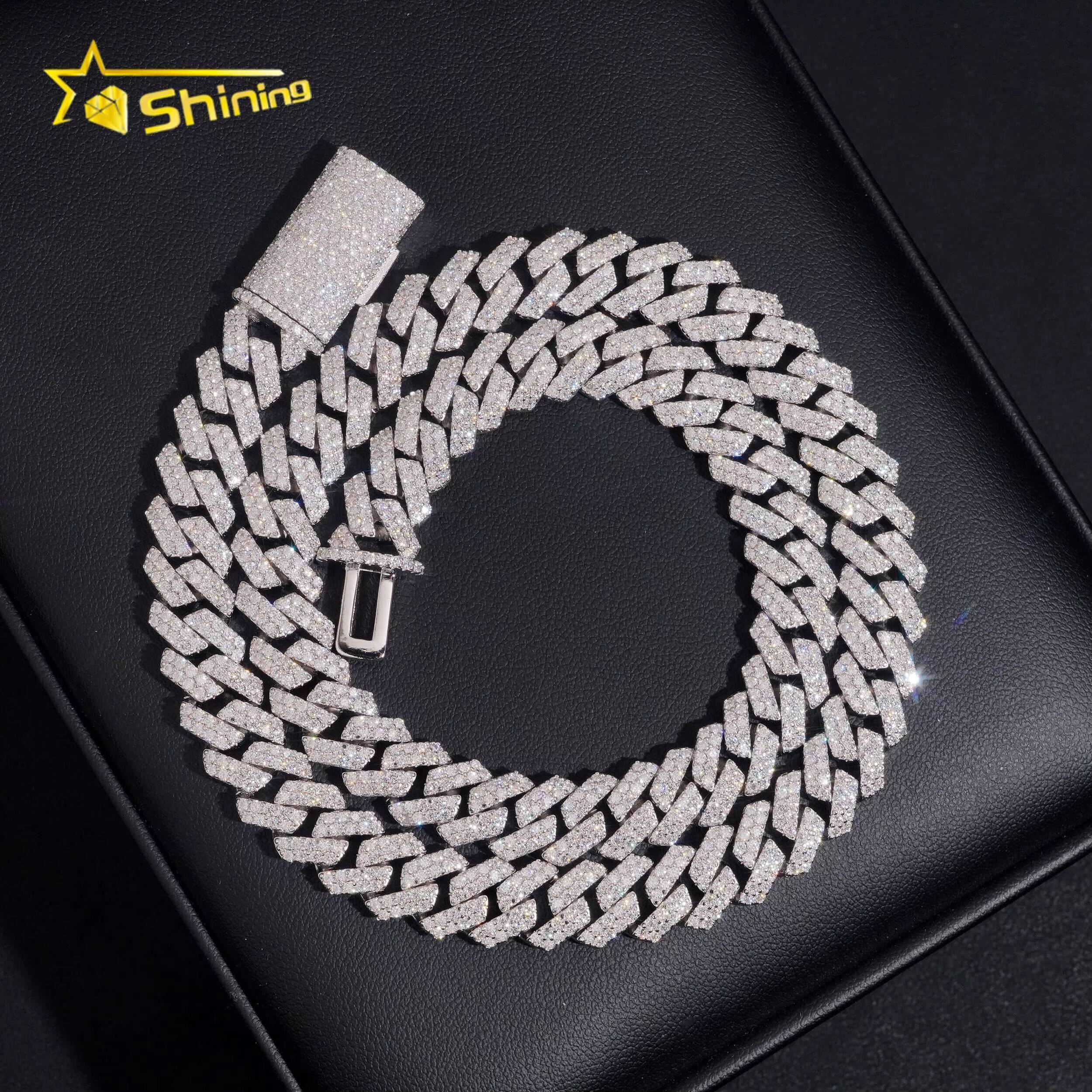 Wholesale Price Hip Hop Pass Diamond Tester Brass Iced Out Moissanite 10mm Cuban Link Chain