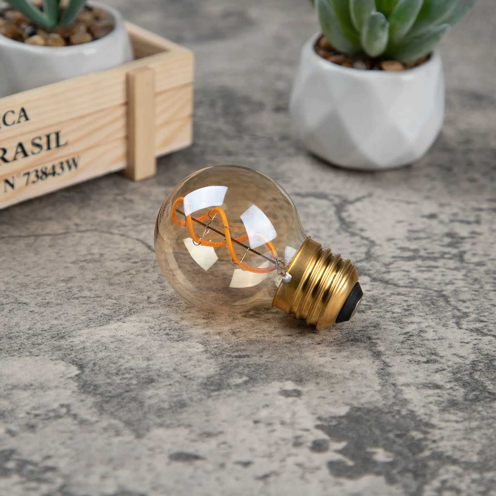 4PCS Dimmable Led Bulb E27 Globe Edison Light Bulbs G165 G50 3W Amber Glass Mini Ball Lamps 2200K Vintage Spiral Filament Bulbs H260310