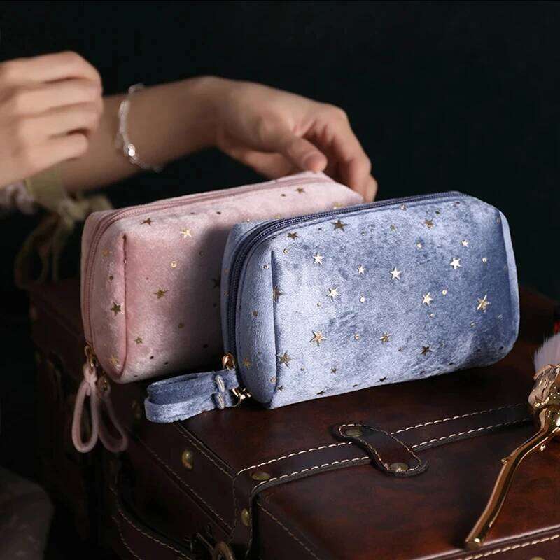 Velvet Makeup Organizer Soft Girl Lipstick Storage Women Toiletry Beauty Make Up Case Pouch Portable Cosmetic Bag XJ260310