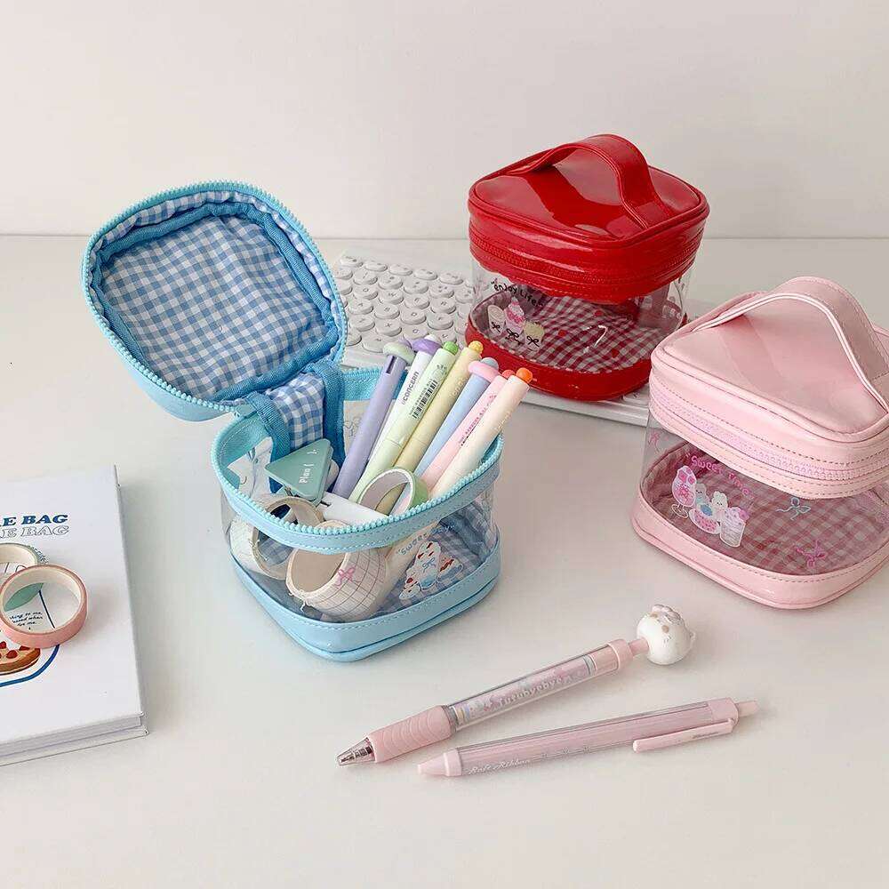 Cartoon Transparent Makeup Cute Doll Storage Pouch Portable Toiletry Bag for Girls Student Cosmetic Organizer XJ260310