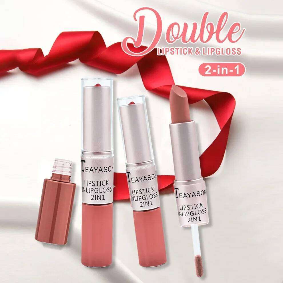 2 In 1 Double Head Matte Velvet Sexy Red Tint Liquid Lipstick Waterproof Lasting Cosmetic Lip Gloss Makeup Cosmetics Z260310