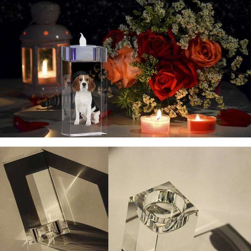 2D Custom Personalized Candle Holder Engraved Clear Crystal Candlestick with Picture Text Home Decor Birthday Christmas Gifts H260310