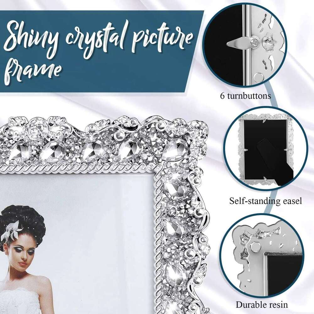 2-pack with crystal wedding rhinestone decoration desktop photo frame 7 inch gift for family and friends H260310 - view 6