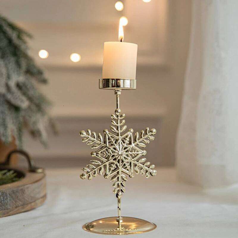 Gold Forged Iron Ornament Star Elk Tree Candlestick Christmas and New Year Holiday Table Decor H260310