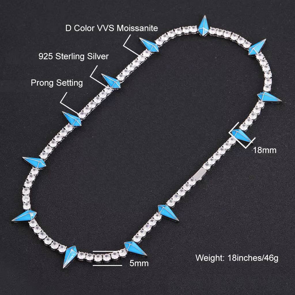 Hot Selling 5mm Moissanite Black Panther Choker Tennis Chain Fine Jewelry 925 Sterling Silver VVS Diamond Wakanda Necklace Men
