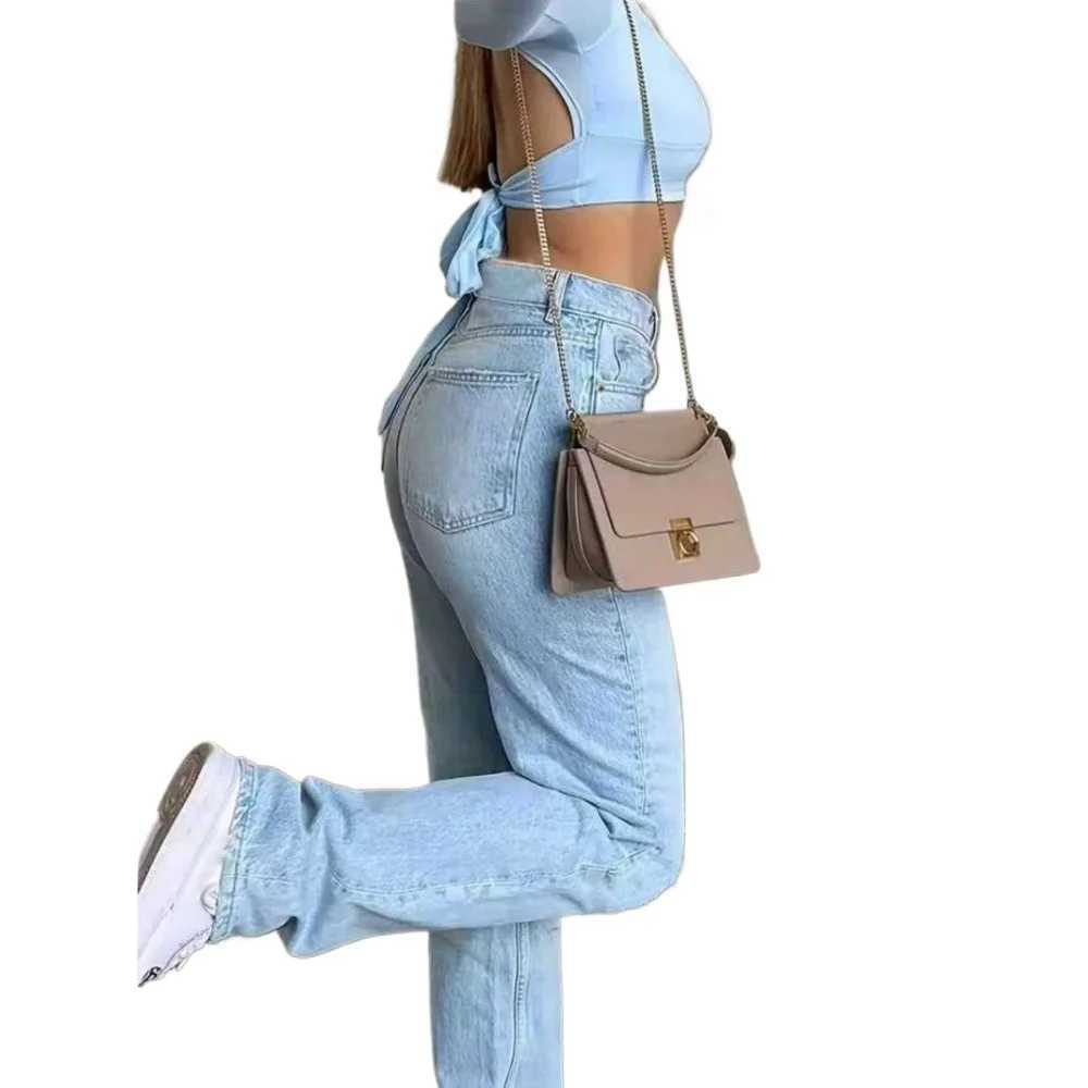 Womens High Waisted Baggy Jeans Denim Pants Y2K Aesthetic Vintage Design Loose Fit Comfortable Female Daily Casual Clothing M260310