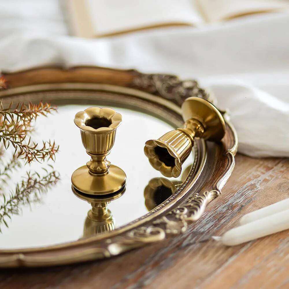 Vintage Candlestick Holders Brass,Taper Gold Candle Stick Victorian Style for Wedding Reception Christmas Decoration H260310