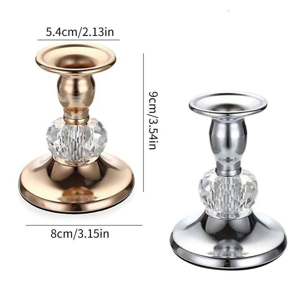 1PC Metal Crystal Candlestick Holder for Candle Light Dinner Table Birthday Wedding Party Home Tabletop Decoration H260310